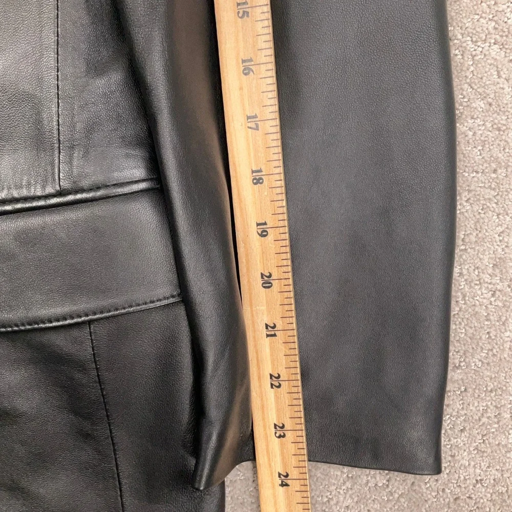 Stafford‎ Leather Blazer Mens Medium Black 3 Button Luxury Matrix Goth Jacket